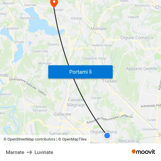 Marnate to Luvinate map