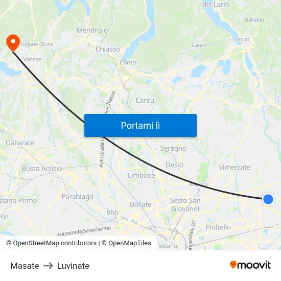 Masate to Luvinate map