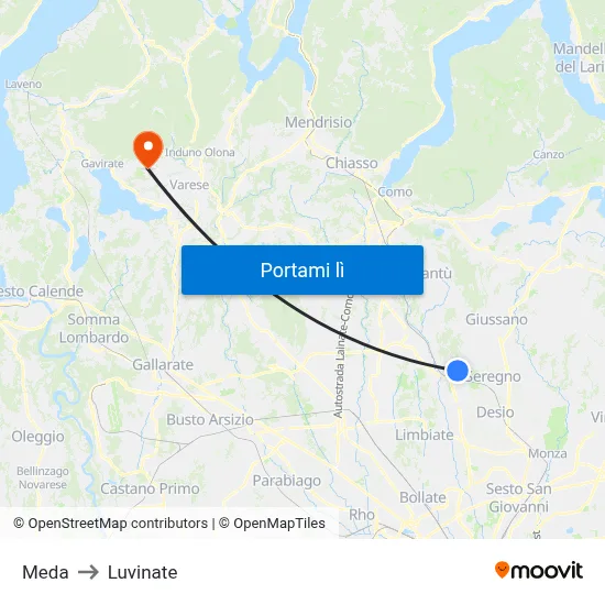 Meda to Luvinate map