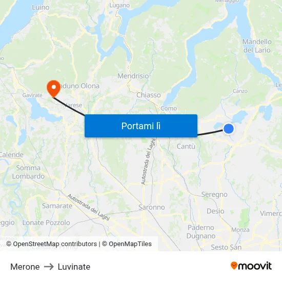 Merone to Luvinate map