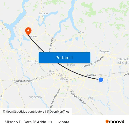 Misano Di Gera D' Adda to Luvinate map