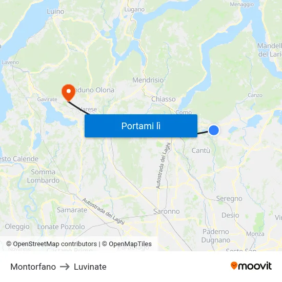 Montorfano to Luvinate map