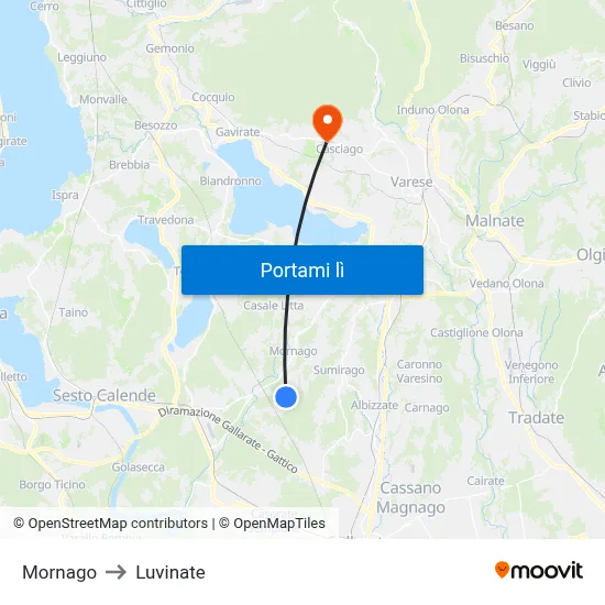 Mornago to Luvinate map