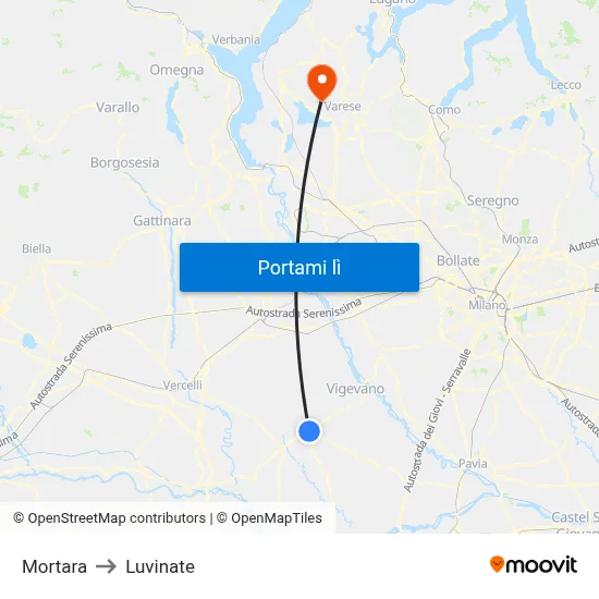 Mortara to Luvinate map