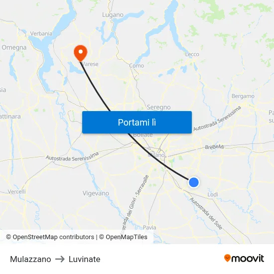 Mulazzano to Luvinate map
