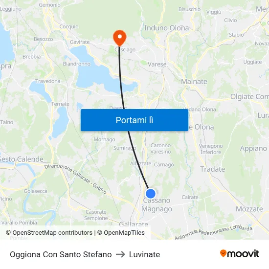 Oggiona Con Santo Stefano to Luvinate map