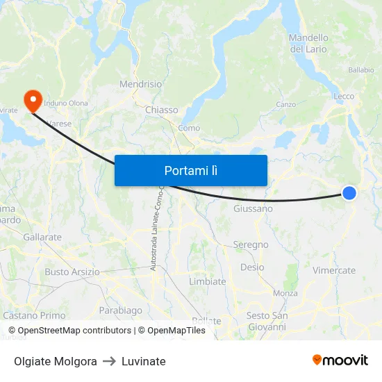 Olgiate Molgora to Luvinate map