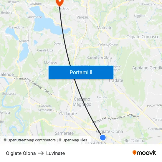 Olgiate Olona to Luvinate map