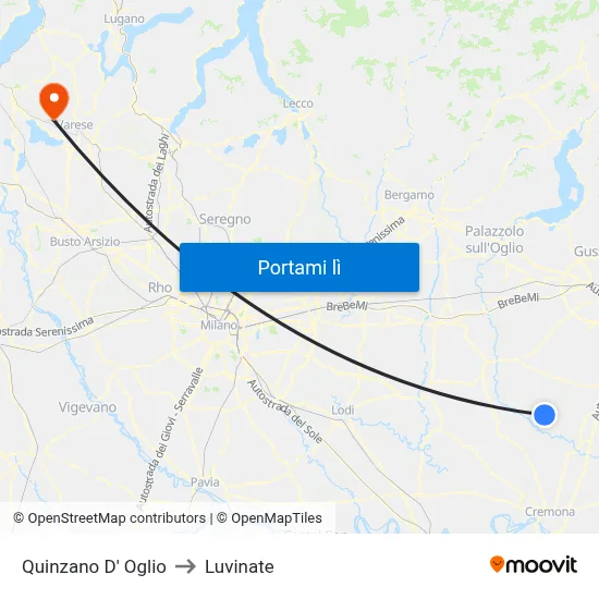 Quinzano D' Oglio to Luvinate map