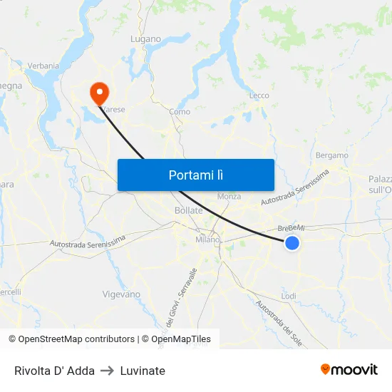 Rivolta D' Adda to Luvinate map