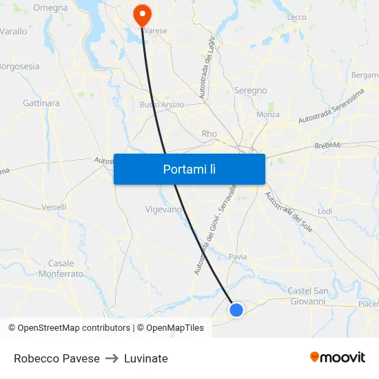 Robecco Pavese to Luvinate map