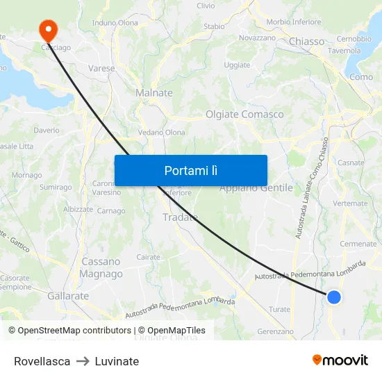 Rovellasca to Luvinate map