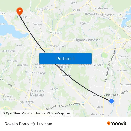 Rovello Porro to Luvinate map
