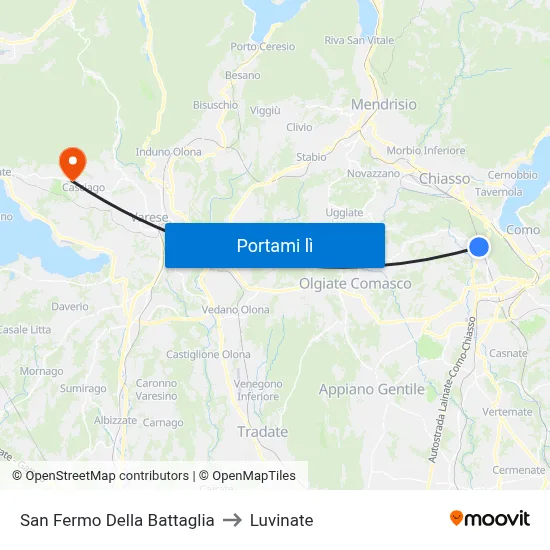 San Fermo Della Battaglia to Luvinate map