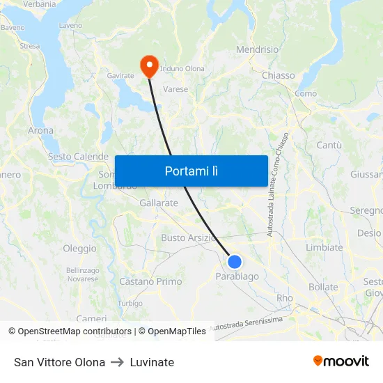 San Vittore Olona to Luvinate map