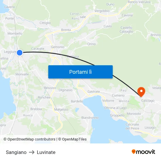 Sangiano to Luvinate map