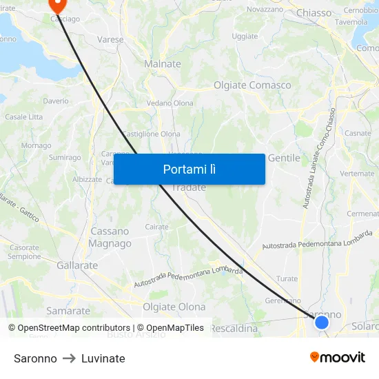 Saronno to Luvinate map