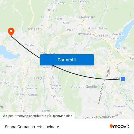 Senna Comasco to Luvinate map