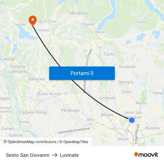 Sesto San Giovanni to Luvinate map