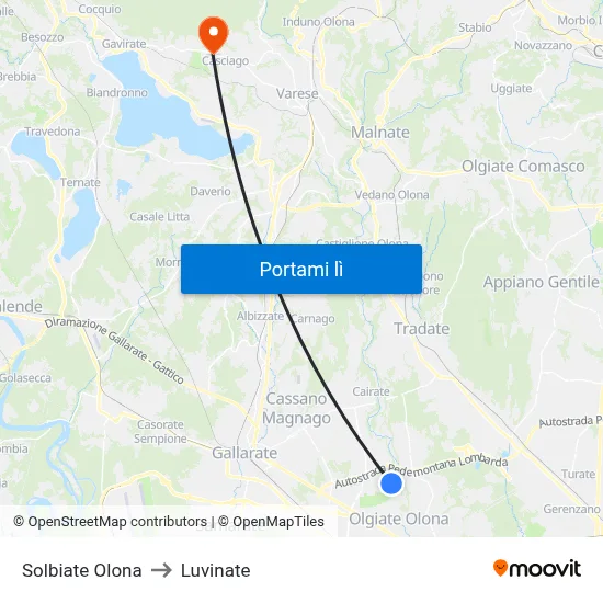 Solbiate Olona to Luvinate map