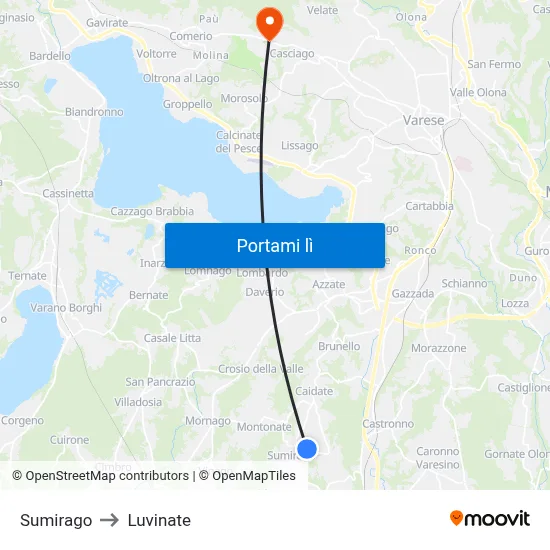 Sumirago to Luvinate map