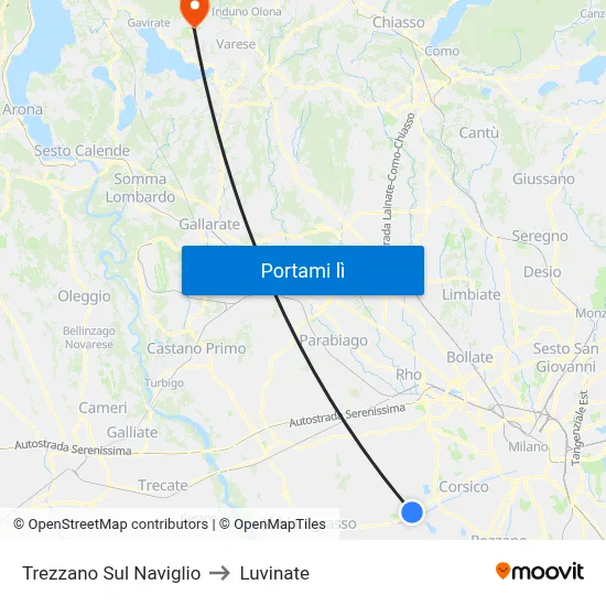 Trezzano Sul Naviglio to Luvinate map
