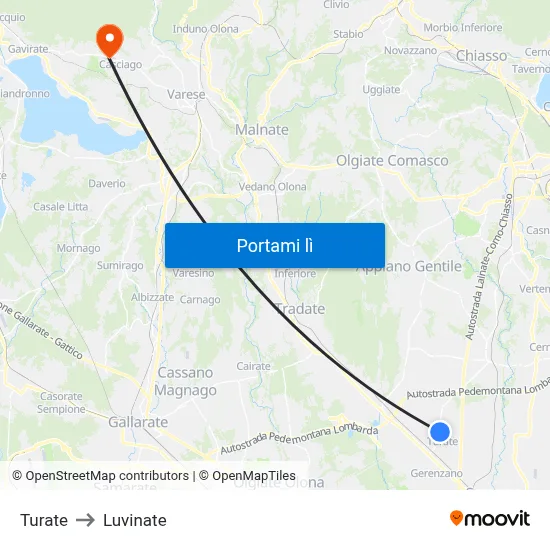 Turate to Luvinate map