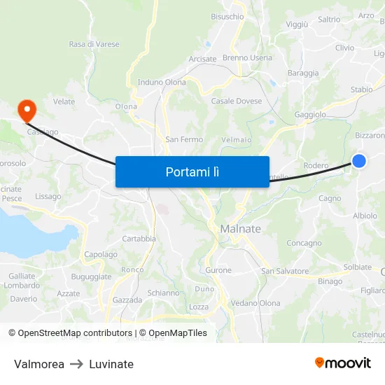 Valmorea to Luvinate map