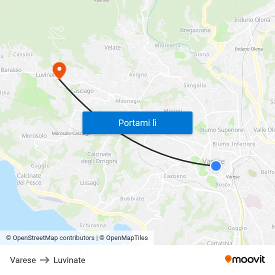 Varese to Luvinate map