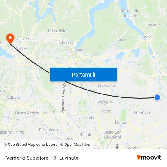 Verderio Superiore to Luvinate map