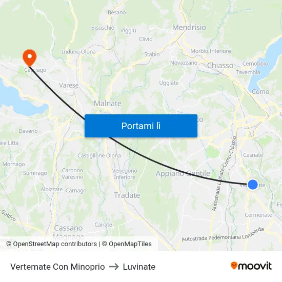 Vertemate Con Minoprio to Luvinate map