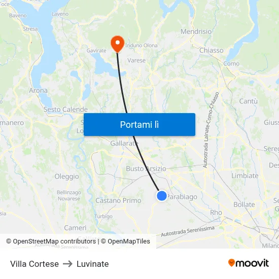 Villa Cortese to Luvinate map