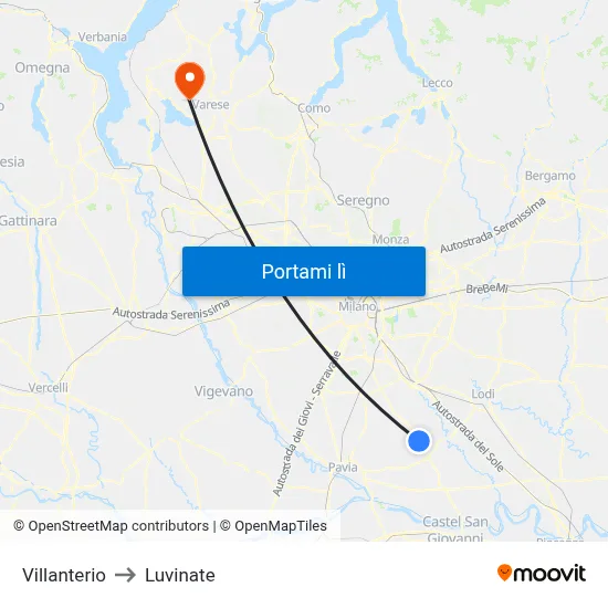 Villanterio to Luvinate map