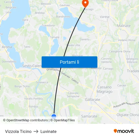 Vizzola Ticino to Luvinate map