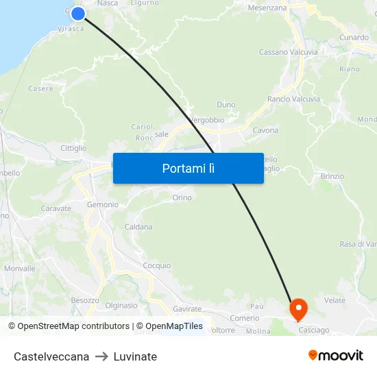 Castelveccana to Luvinate map
