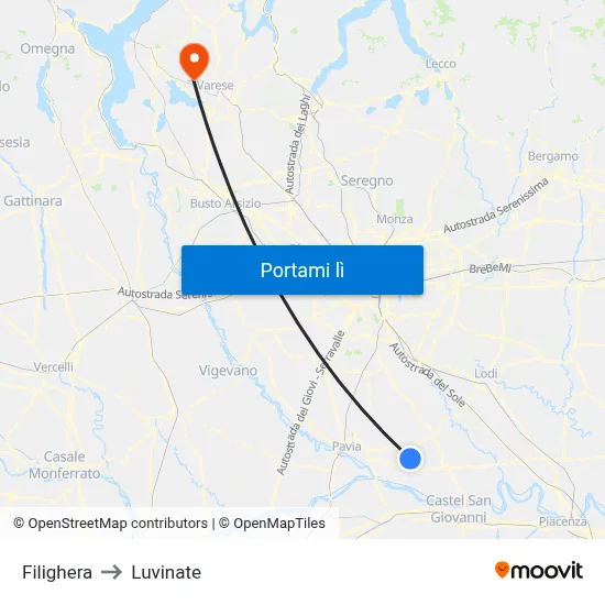 Filighera to Luvinate map