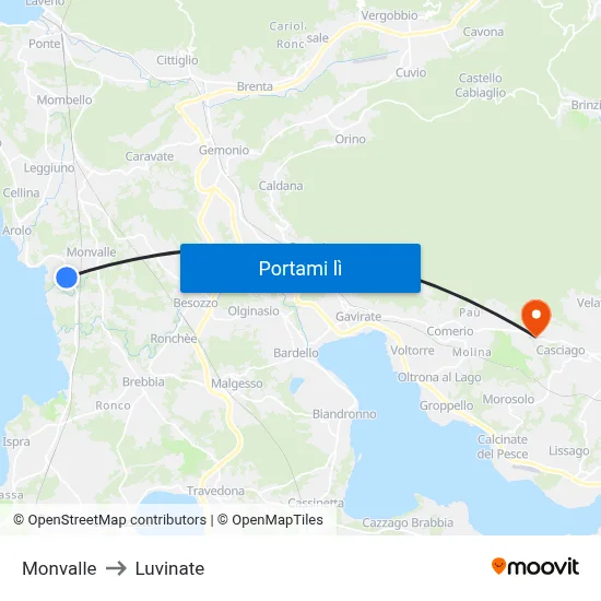 Monvalle to Luvinate map