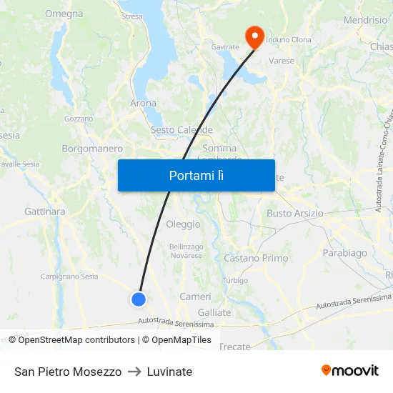 San Pietro Mosezzo to Luvinate map
