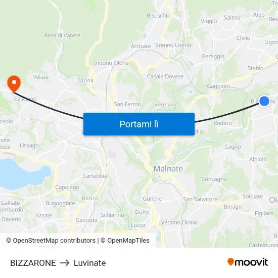 BIZZARONE to Luvinate map