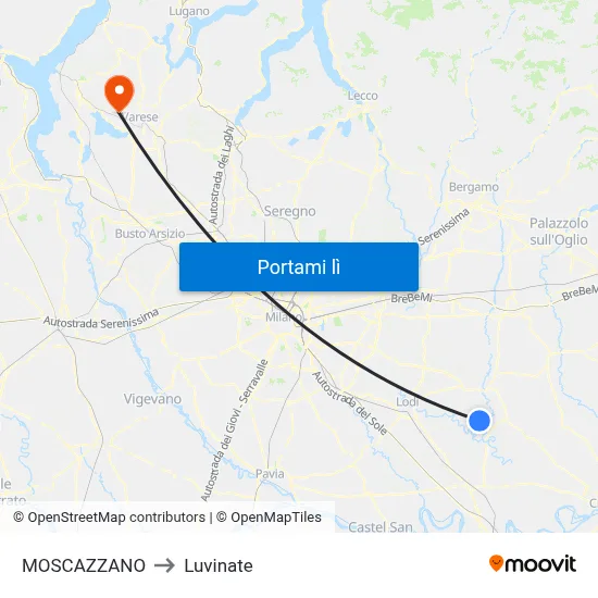 MOSCAZZANO to Luvinate map