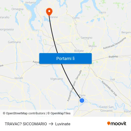 TRAVAC? SICCOMARIO to Luvinate map