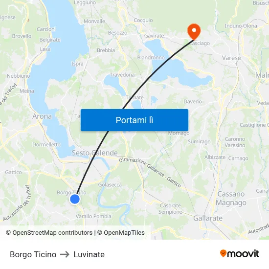 Borgo Ticino to Luvinate map