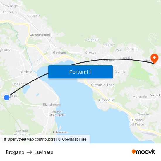 Bregano to Luvinate map
