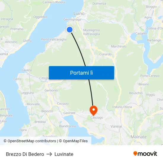 Brezzo Di Bedero to Luvinate map