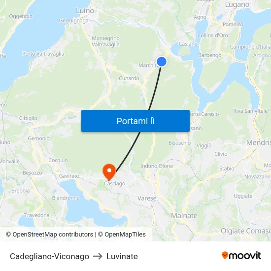 Cadegliano-Viconago to Luvinate map