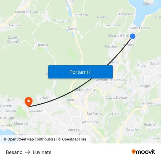 Besano to Luvinate map