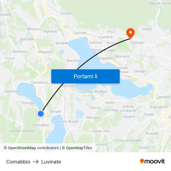 Comabbio to Luvinate map