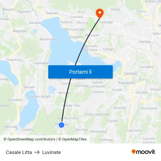Casale Litta to Luvinate map
