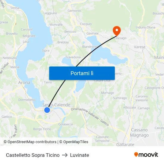 Castelletto Sopra Ticino to Luvinate map