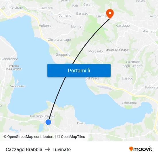 Cazzago Brabbia to Luvinate map